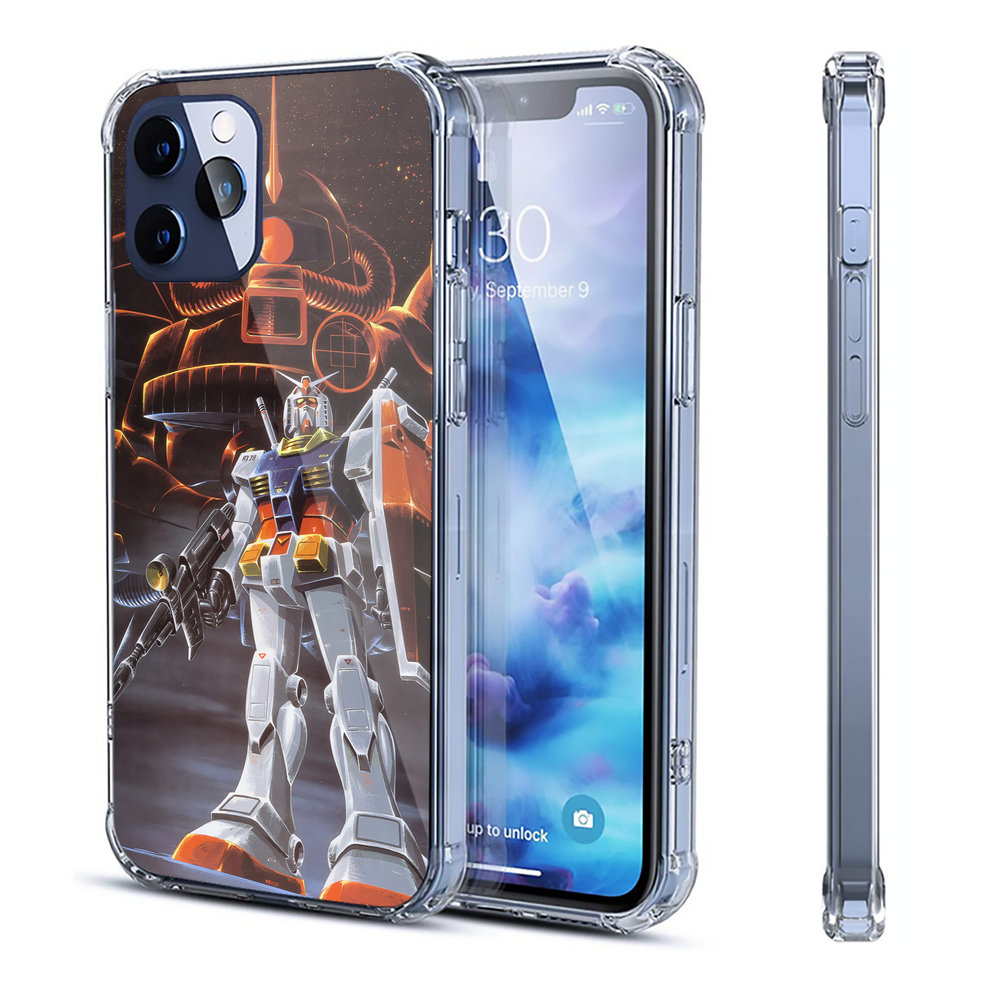 （画像用） 機動戦士ガンダム Mobile Suit Gundam 【iPhone 12シリーズ対応】透明スマホケース（クリアソフトケース）